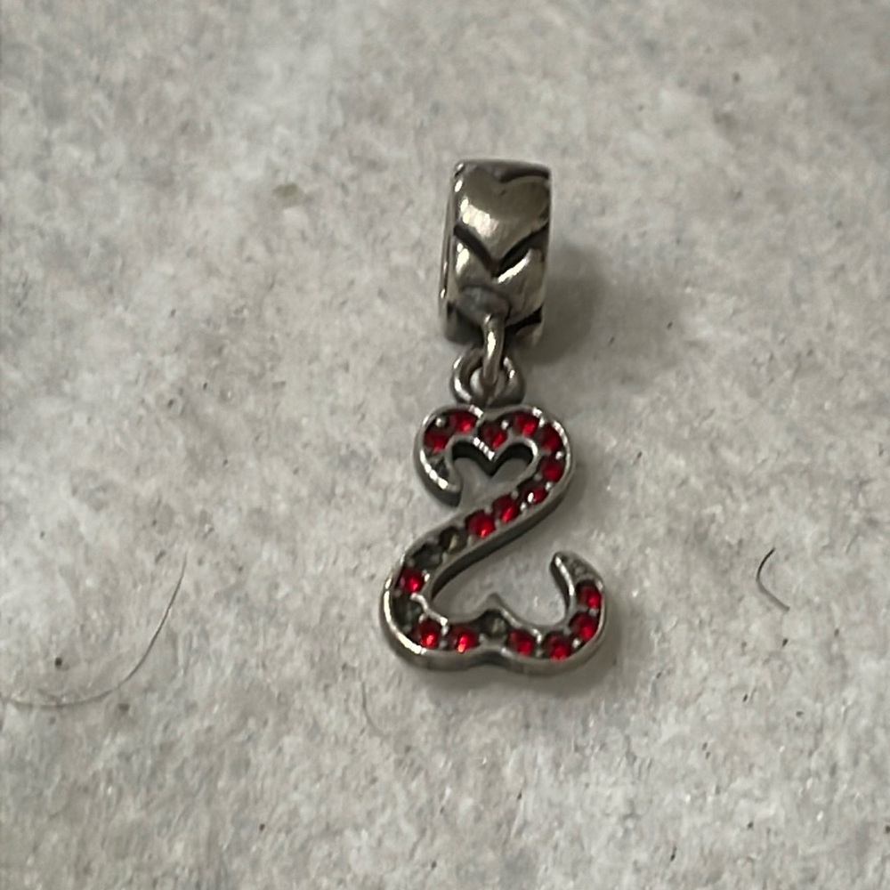 Michael Anthony 925 Sterling Silver Open Red Crystal Heart Dangle Charm